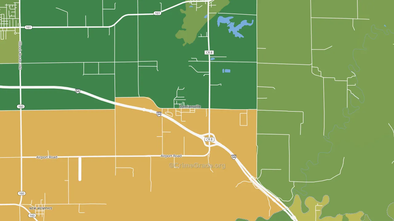 Damiansville, IL Map of Burglary Rates