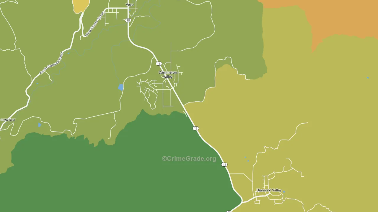 Dammeron Valley, UT Map of Burglary Rates