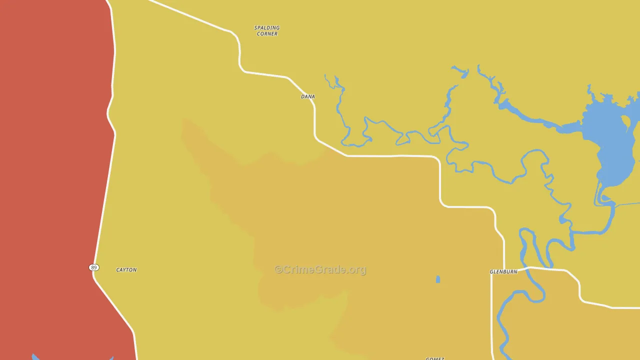 Dana, CA Map of Burglary Rates