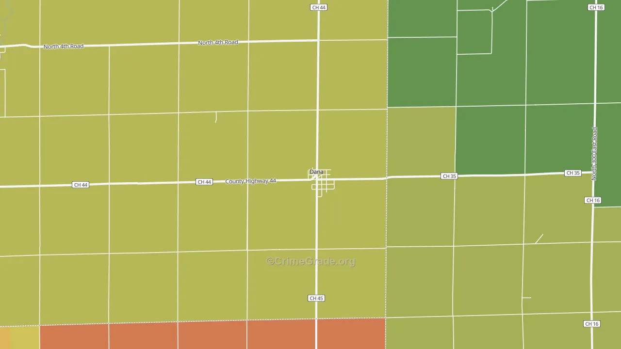Dana, IL Map of Burglary Rates