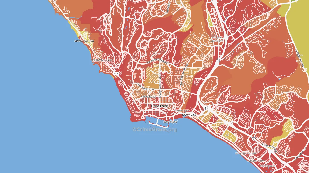 Dana Point, CA Map of Burglary Rates