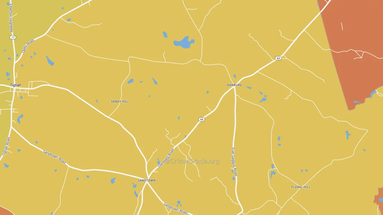 Danburg, GA Map of Burglary Rates