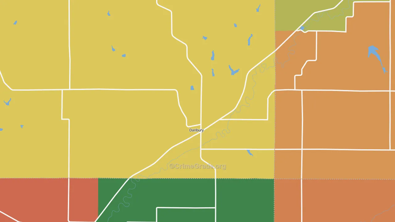 Danbury, IA Map of Burglary Rates