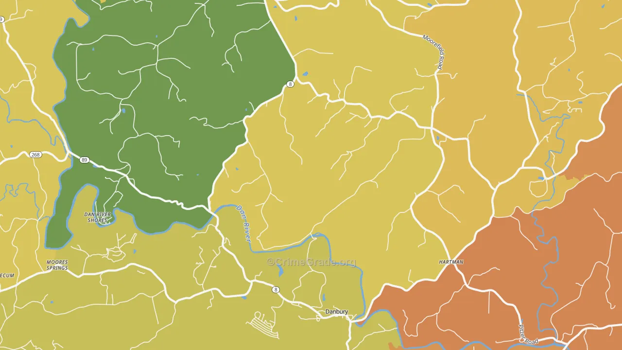 Danbury, NC Map of Burglary Rates