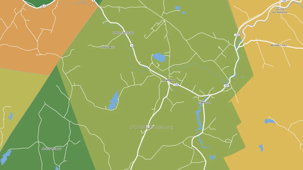 Danbury, NH Map of Burglary Rates