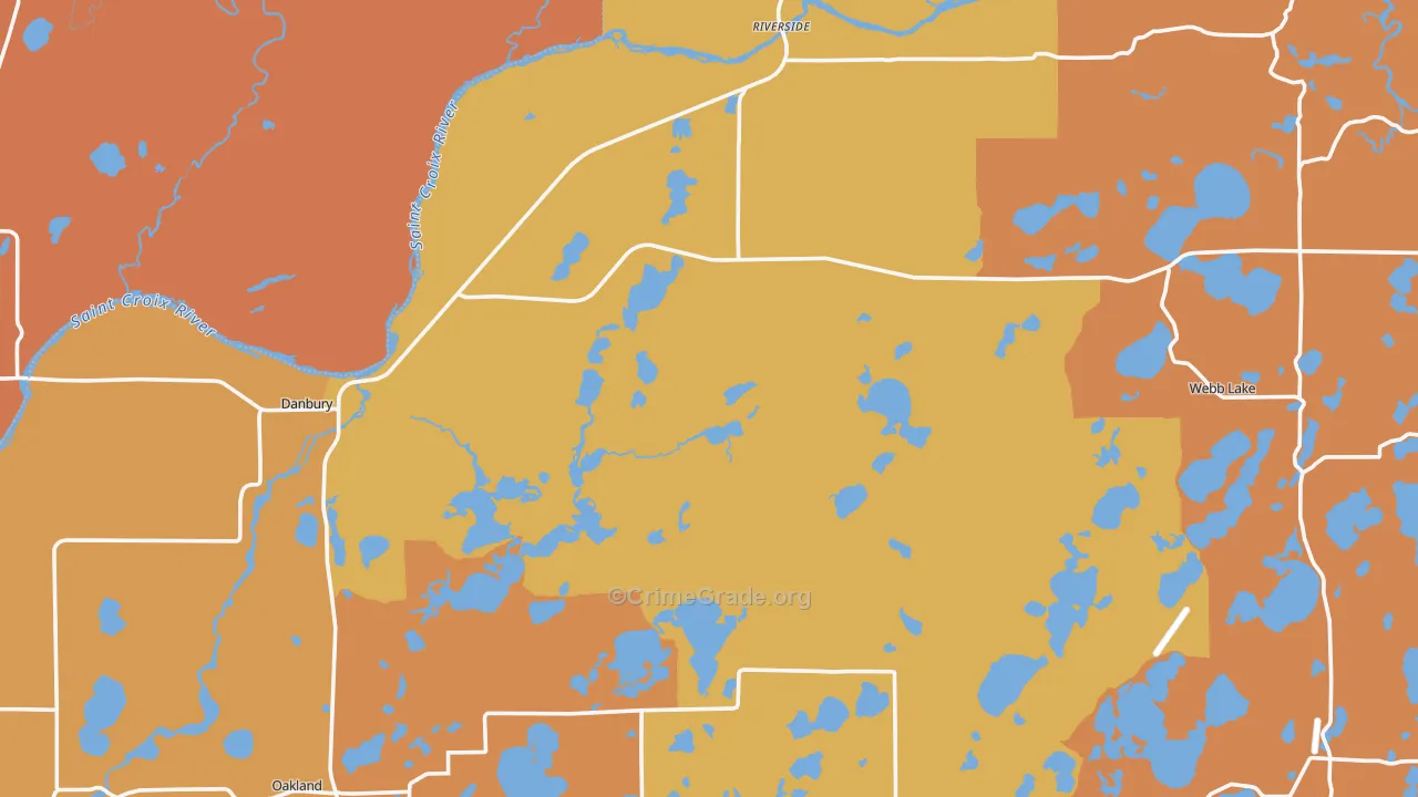 Danbury, WI Map of Burglary Rates
