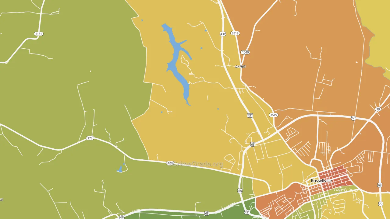 Danby, KY Map of Burglary Rates