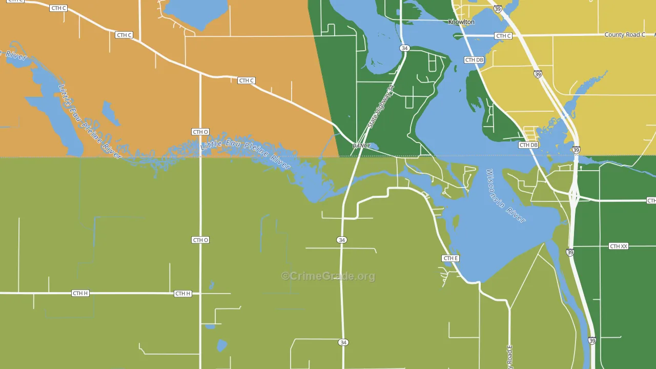 Dancy, WI Map of Burglary Rates