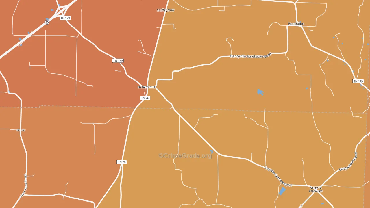 Dancyville, TN Map of Burglary Rates