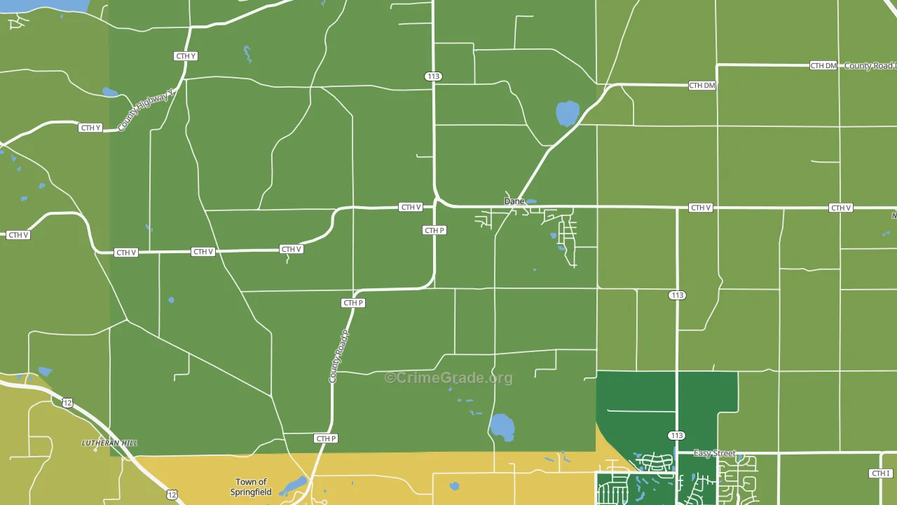 Dane, WI Map of Burglary Rates
