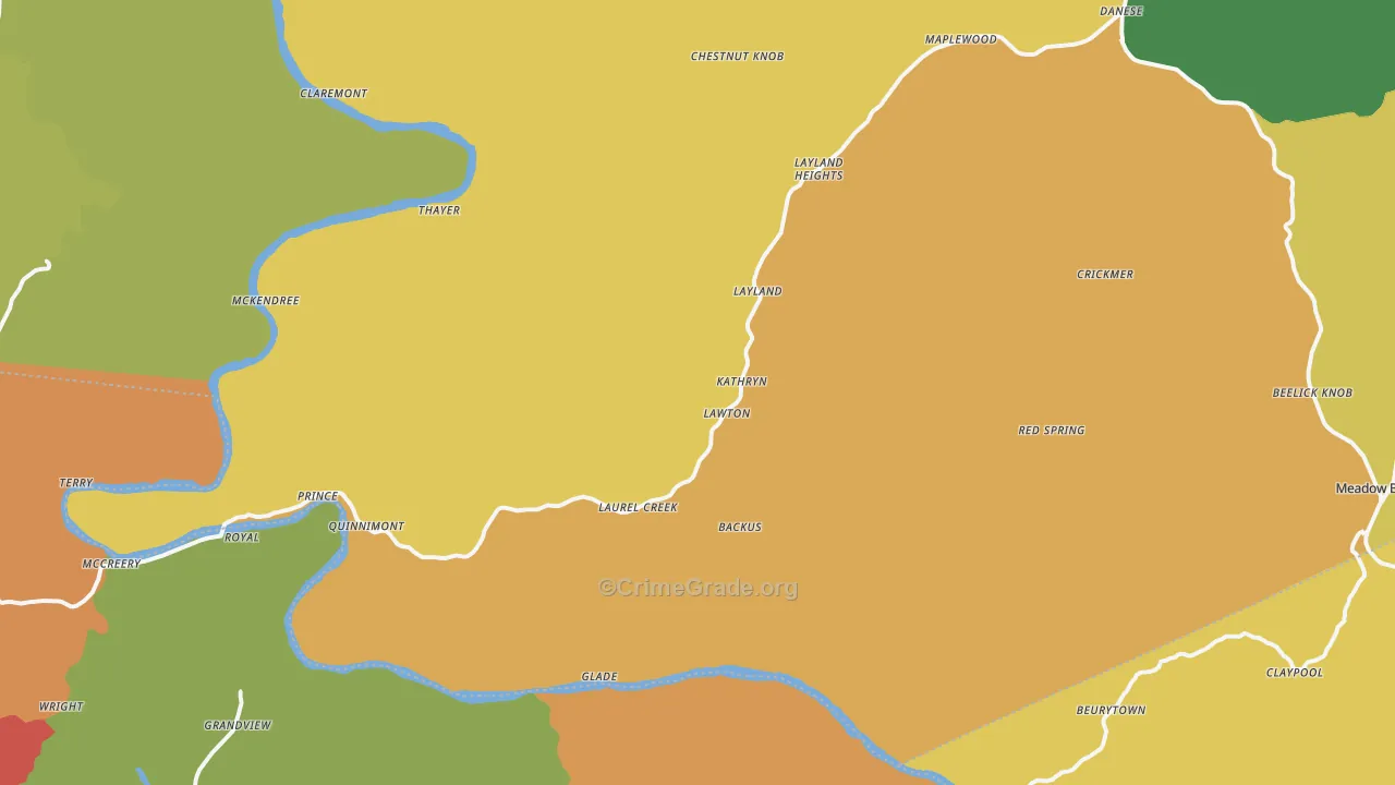 Danese, WV Map of Burglary Rates
