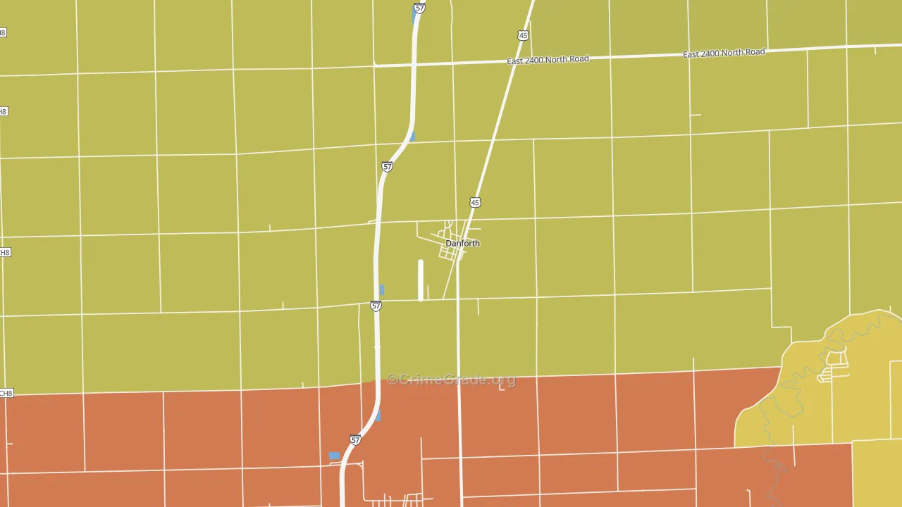 Danforth, IL Map of Burglary Rates