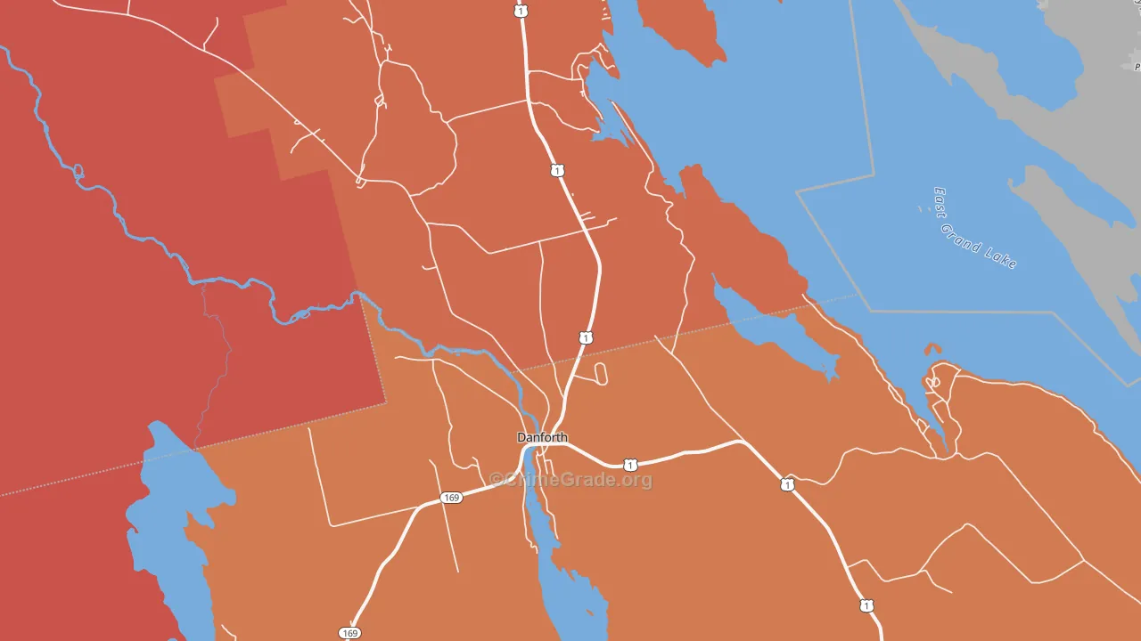 Danforth, ME Map of Burglary Rates