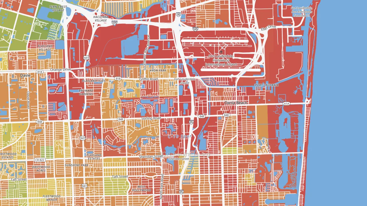 Dania Beach, FL Map of Burglary Rates
