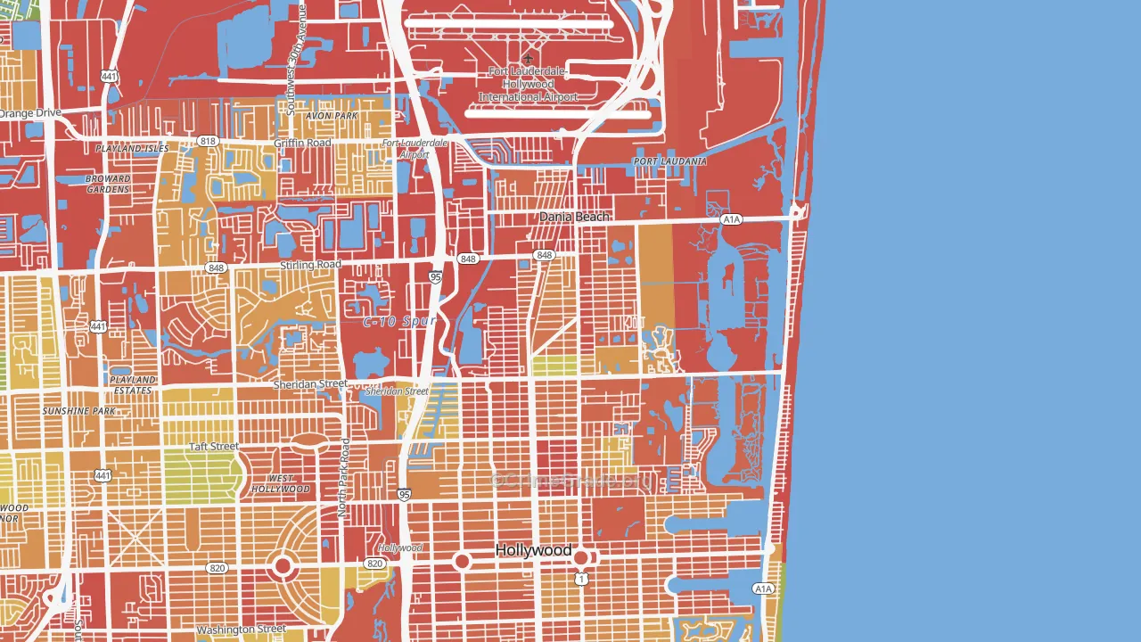 Dania, FL Map of Burglary Rates