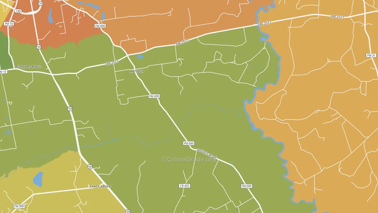 Daniels, TX Map of Burglary Rates