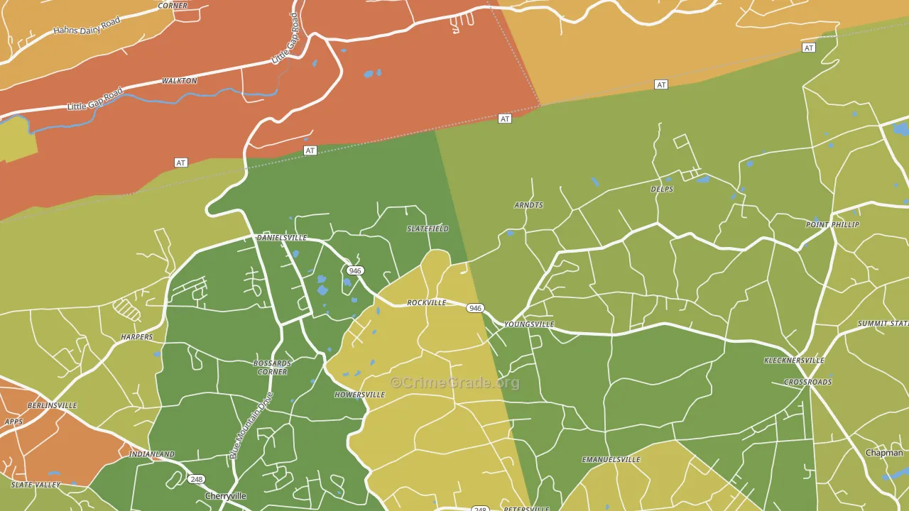 Danielsville, PA Map of Burglary Rates