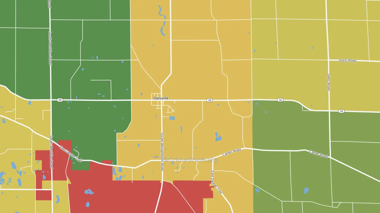 Dansville, MI Map of Burglary Rates