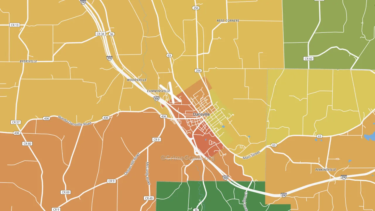 Dansville, NY Map of Burglary Rates