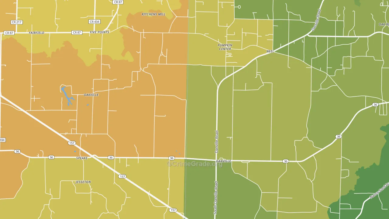 Danville, AL Map of Burglary Rates