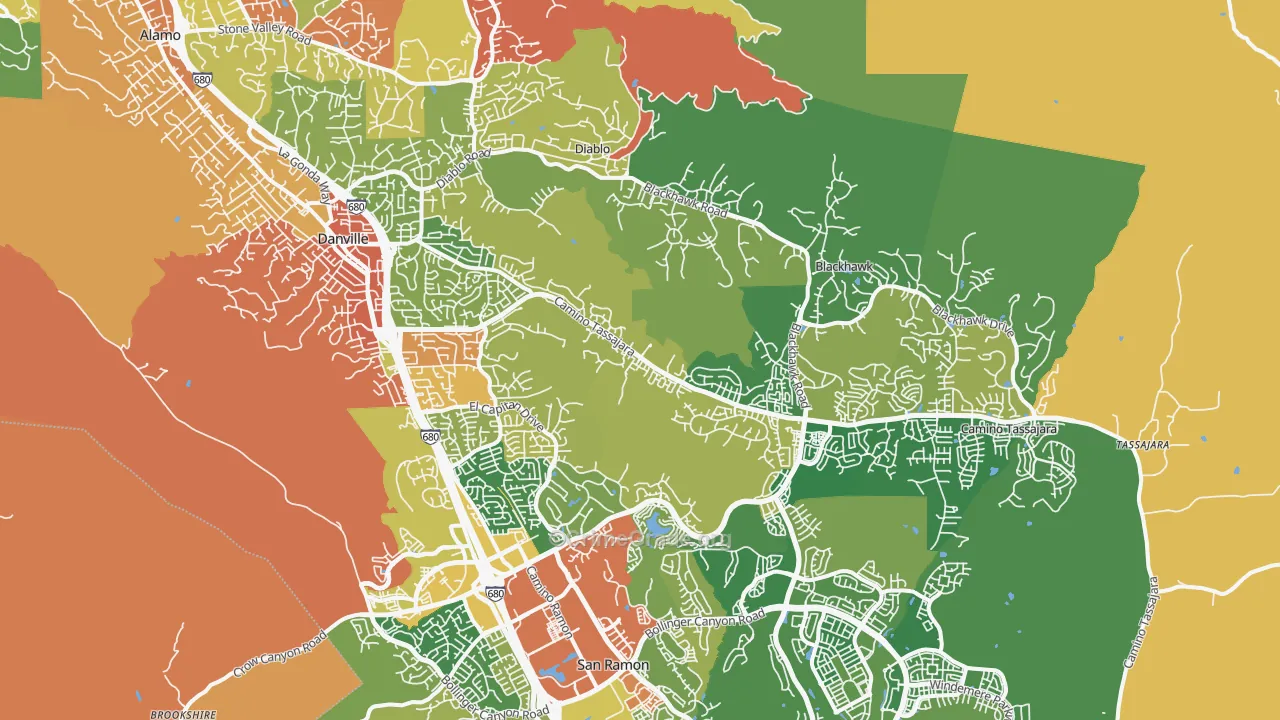 Danville, CA Map of Burglary Rates