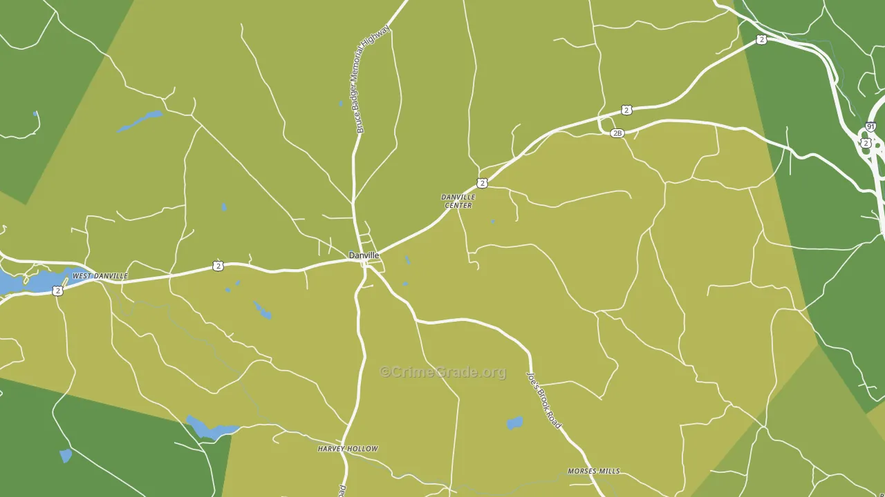 Danville Center, VT Map of Burglary Rates