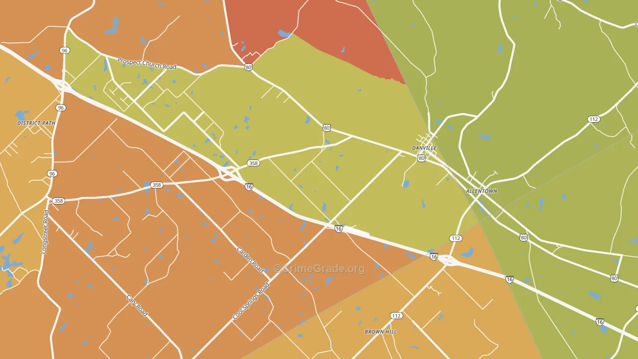 Danville, GA Map of Burglary Rates