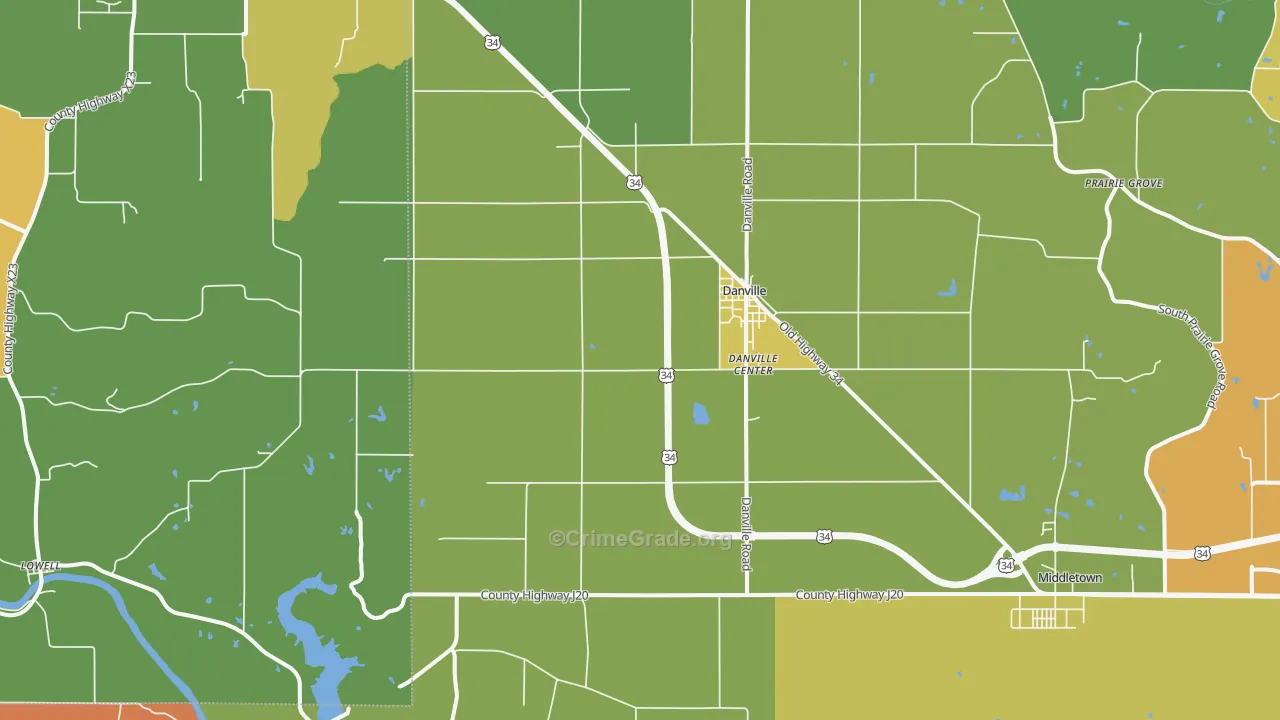 Danville, IA Map of Burglary Rates