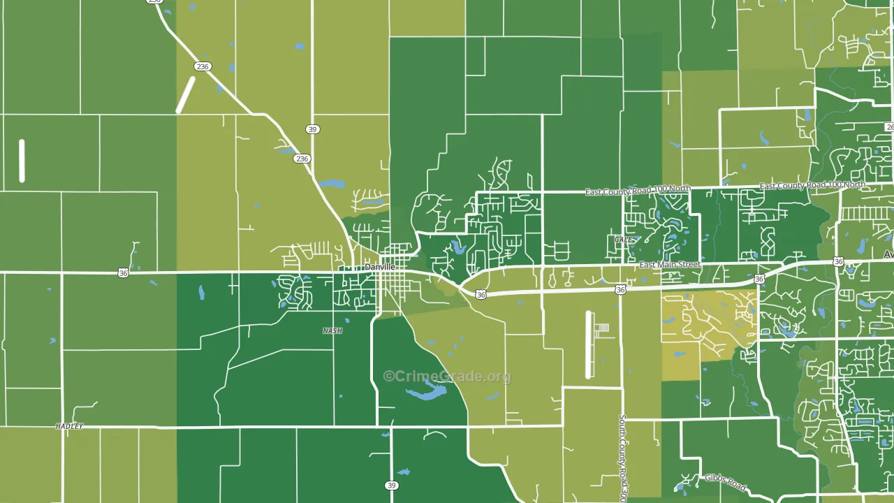 Danville, IN Map of Burglary Rates