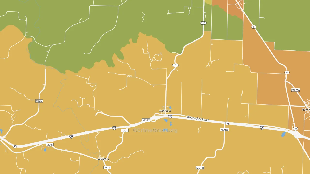 Danville, MO Map of Burglary Rates
