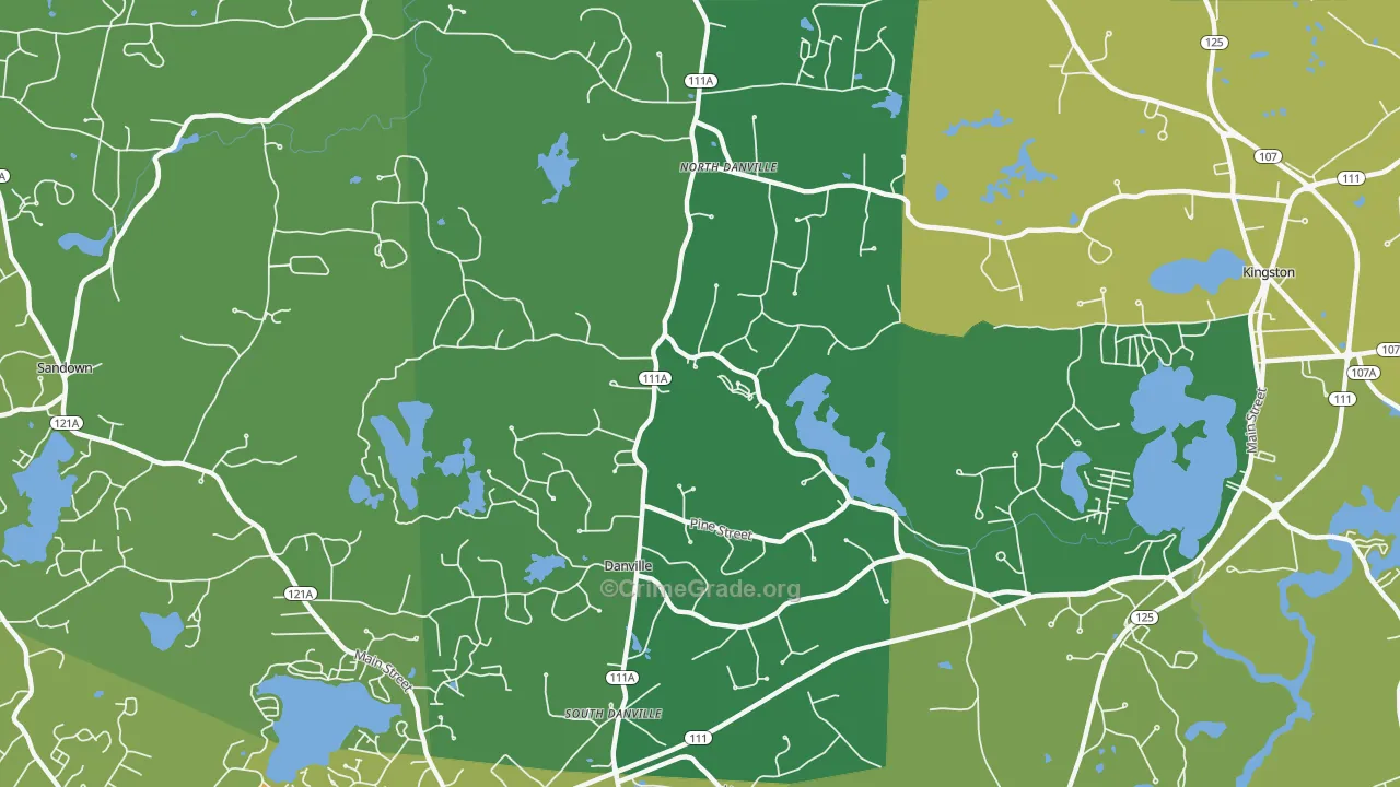 Danville, NH Map of Burglary Rates