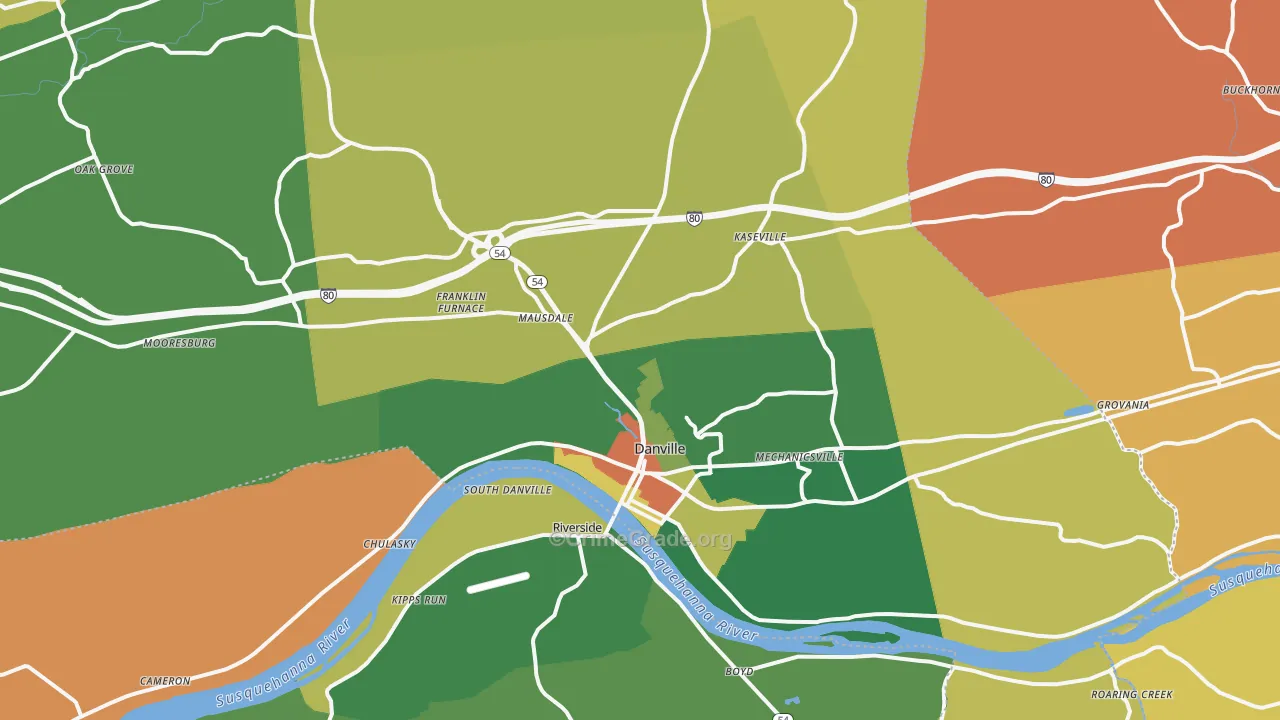 Danville, PA Map of Burglary Rates