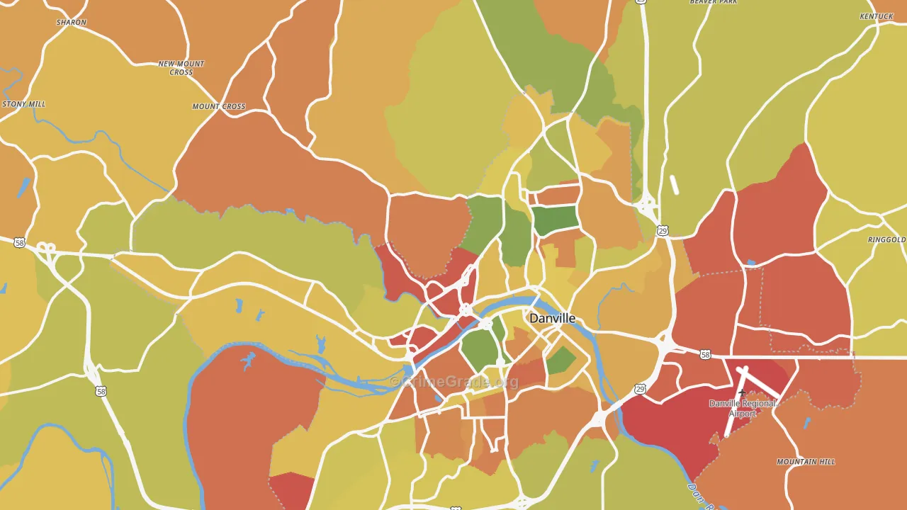Danville, VA Map of Burglary Rates