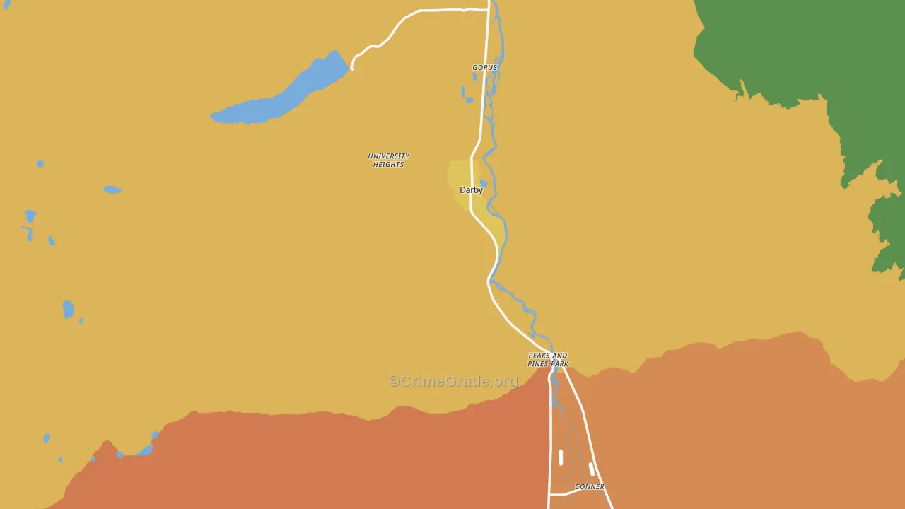 Darby, MT Map of Burglary Rates