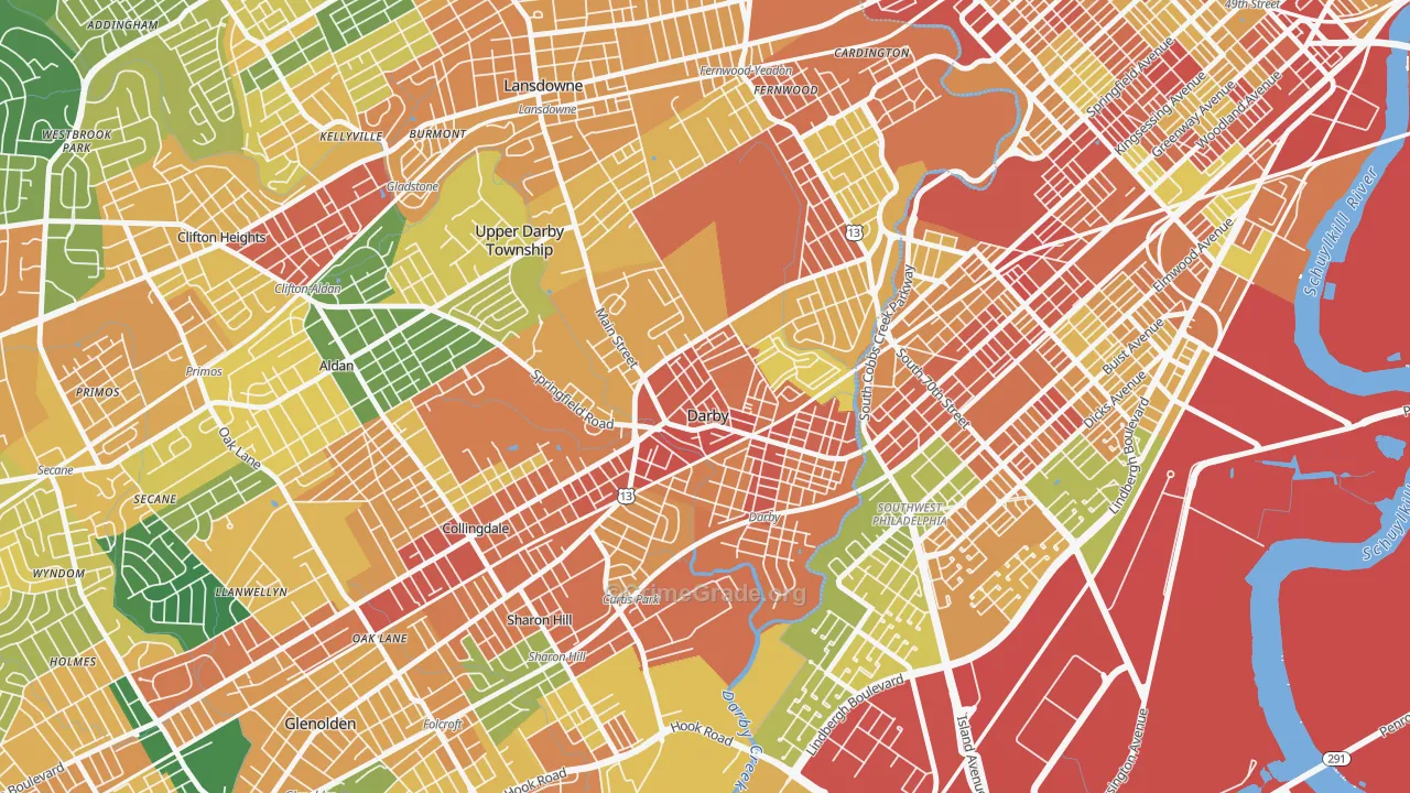 Darby, PA Map of Burglary Rates