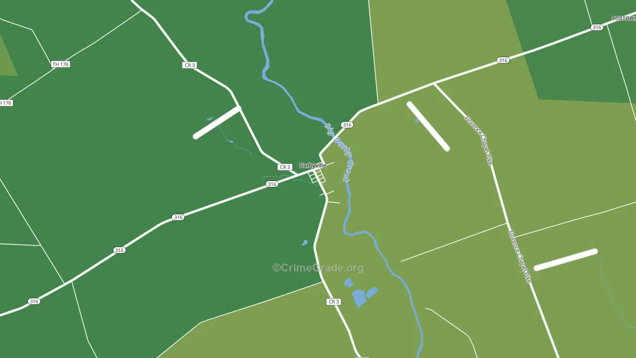 Darbyville, OH Map of Burglary Rates