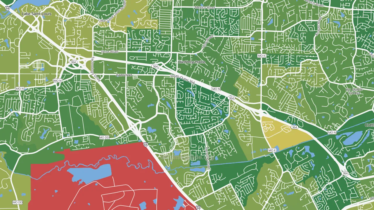 Dardenne Prairie, MO Map of Burglary Rates