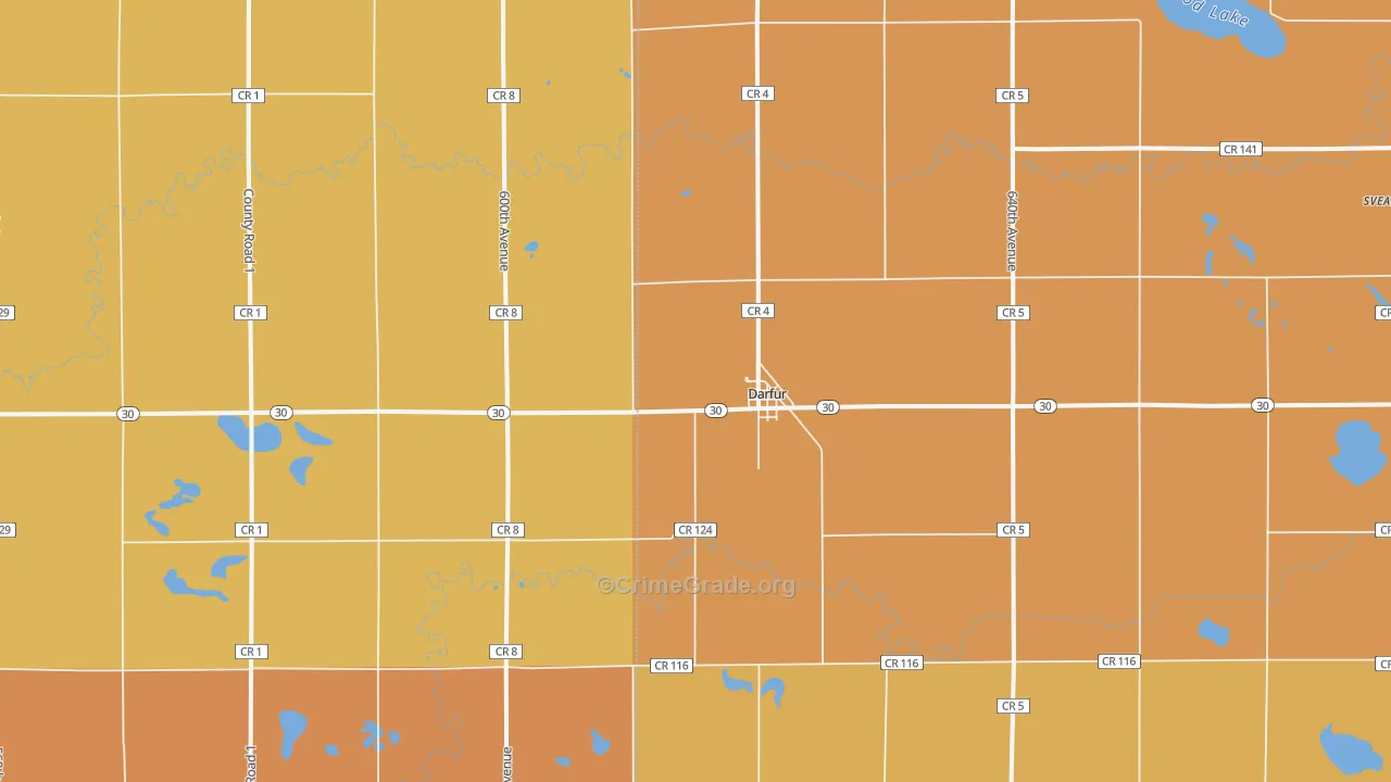 Darfur, MN Map of Burglary Rates