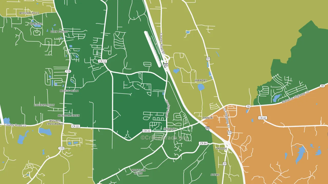 Dargin, AL Map of Burglary Rates