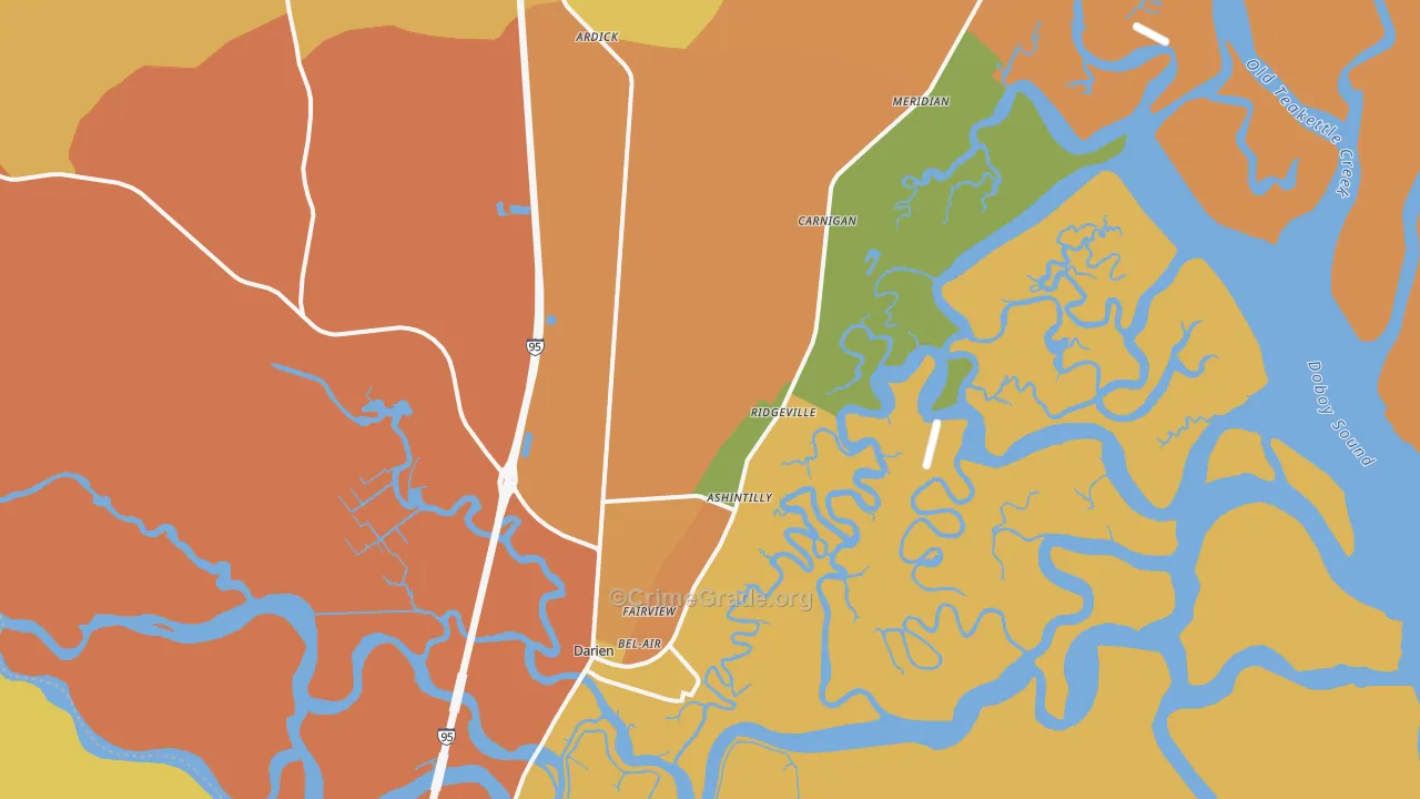 Darien, GA Map of Burglary Rates