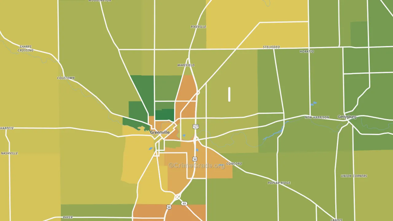 Darke County, OH Map of Burglary Rates