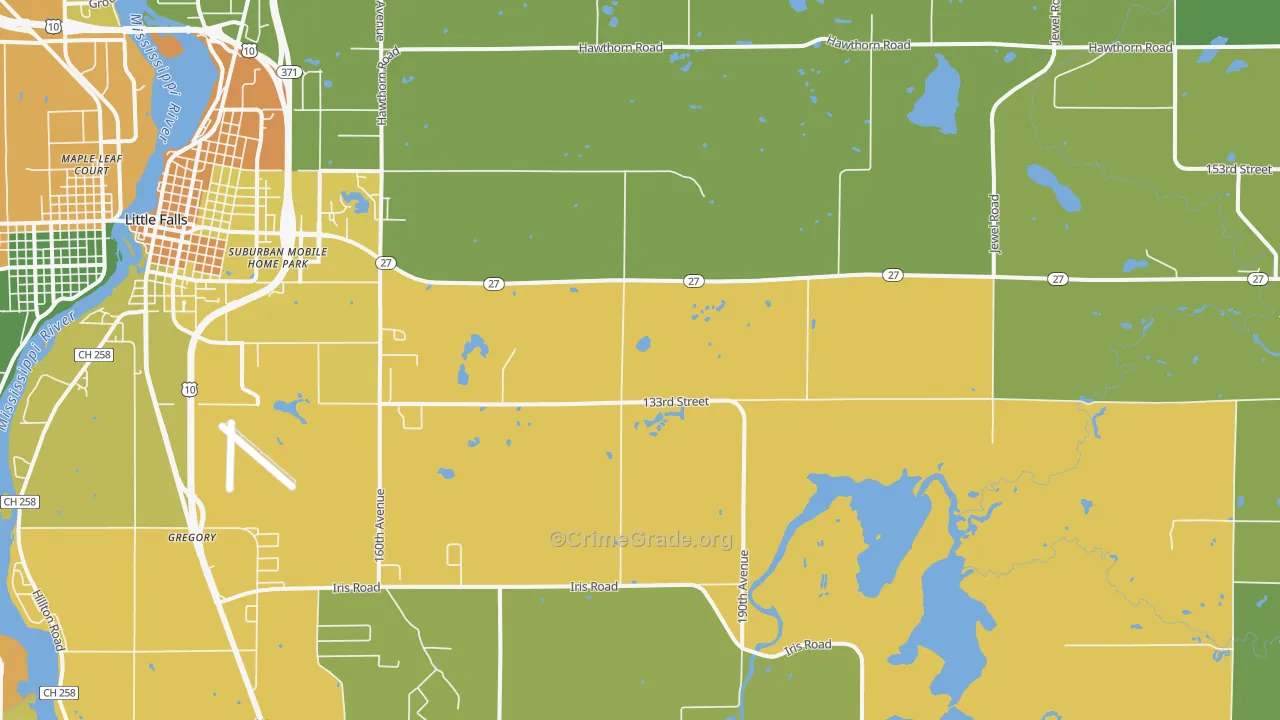 Darling, MN Map of Burglary Rates