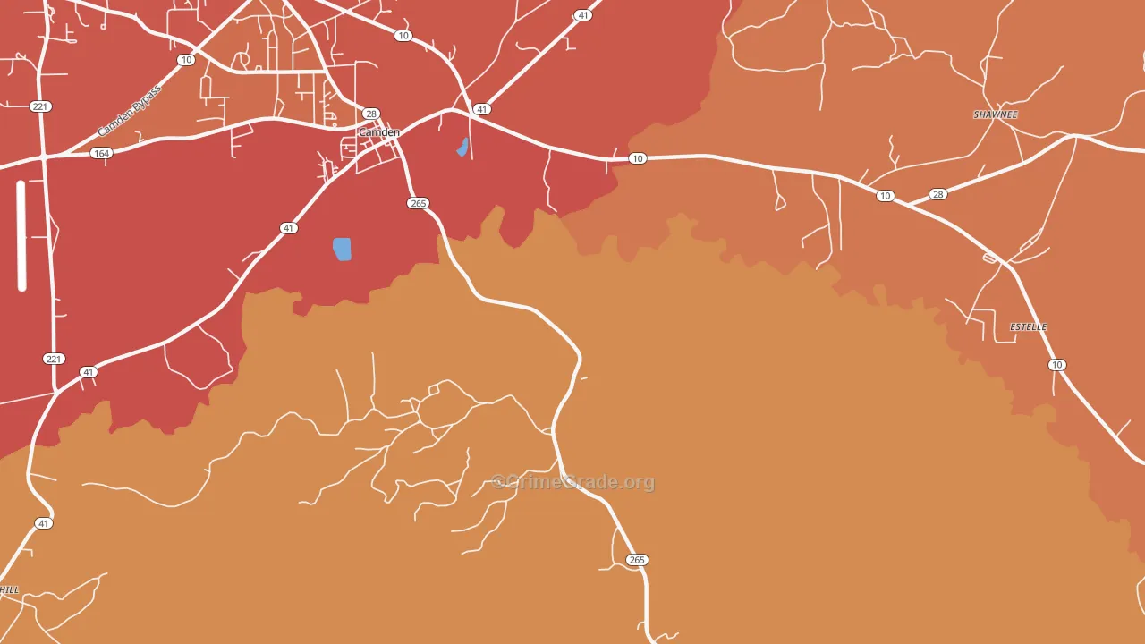Darlington, AL Map of Burglary Rates