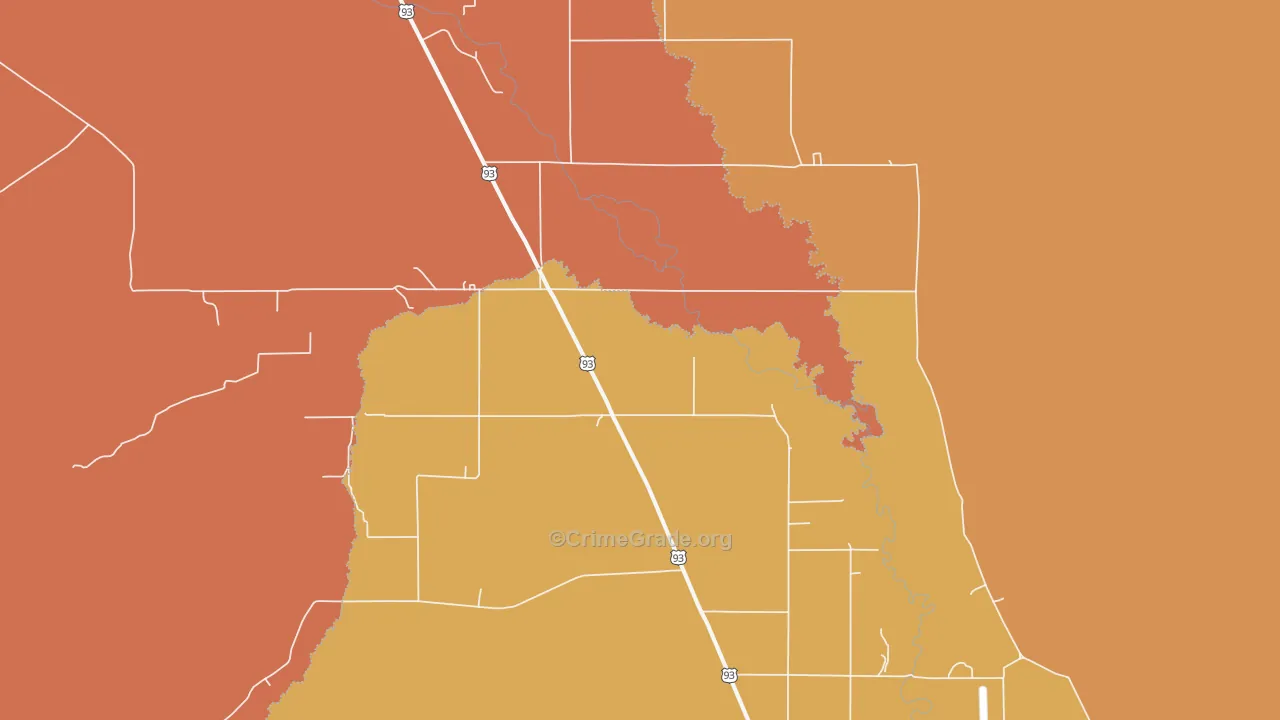 Darlington, ID Map of Burglary Rates