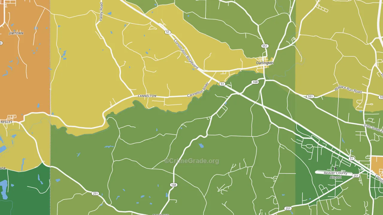 Darlington, PA Map of Burglary Rates