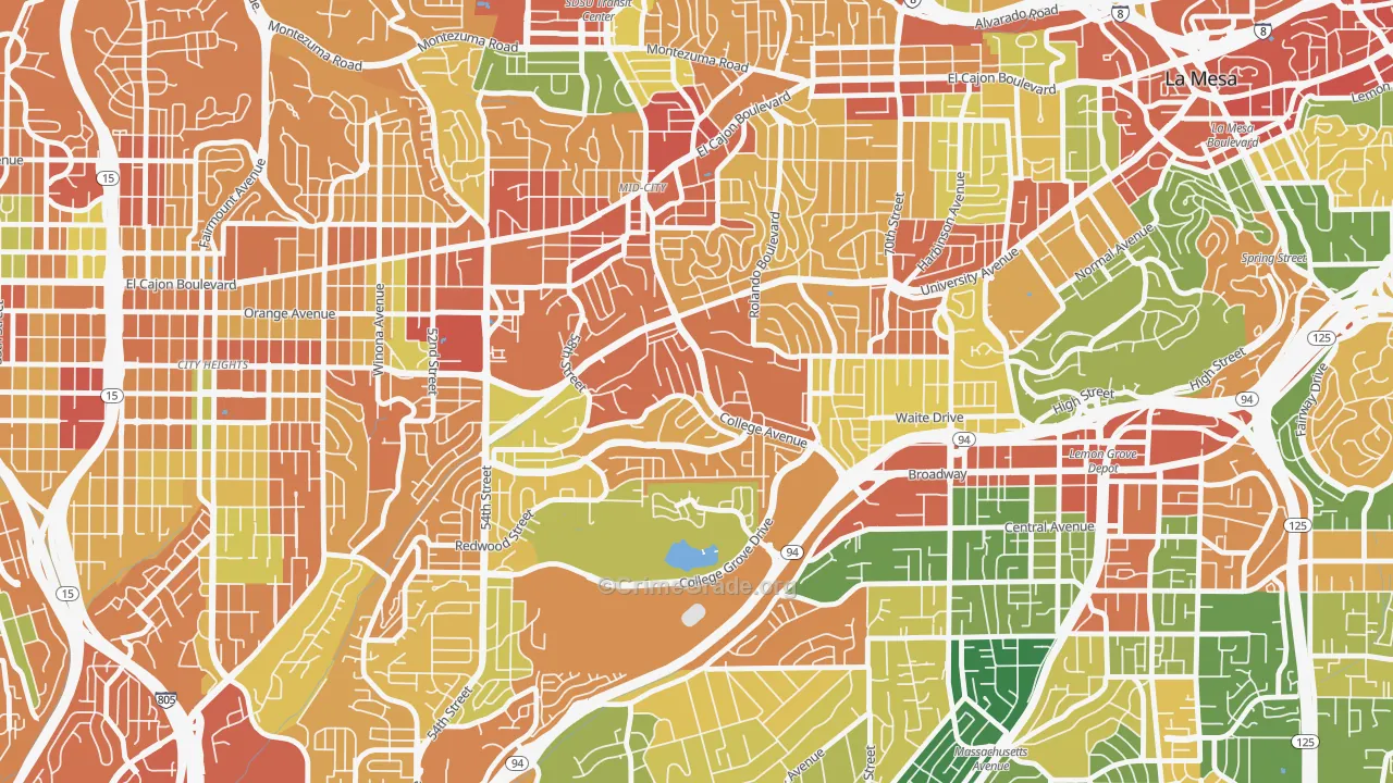 Darnall, San Diego, CA Map of Burglary Rates