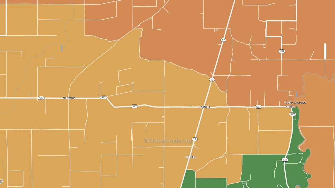 Darnell, LA Map of Burglary Rates