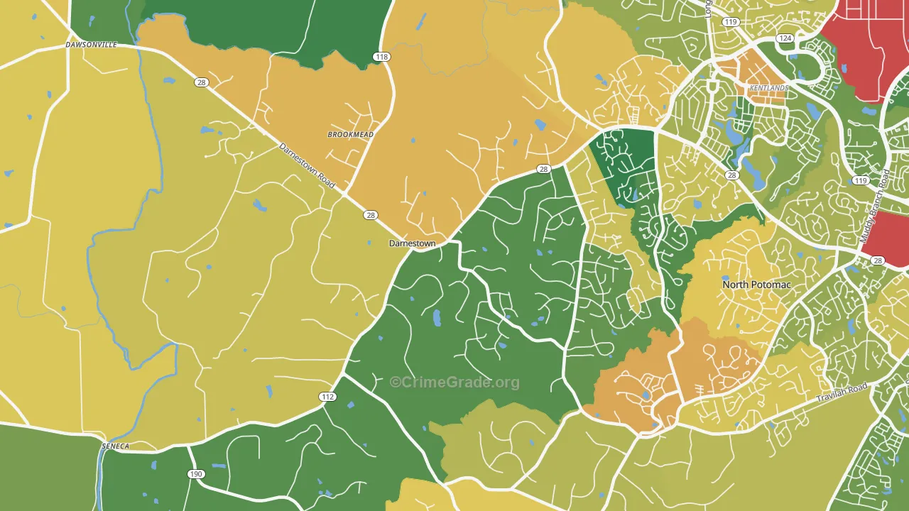Darnestown, Gaithersburg, MD Map of Burglary Rates
