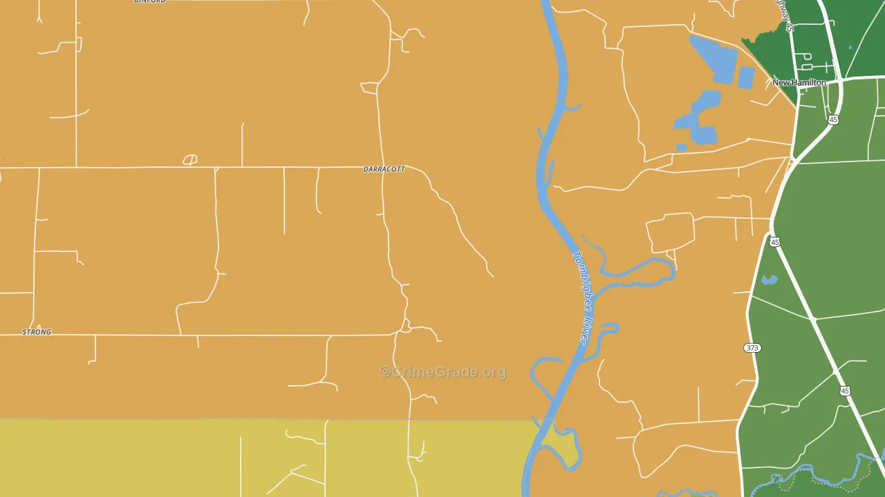 Darracott, MS Map of Burglary Rates