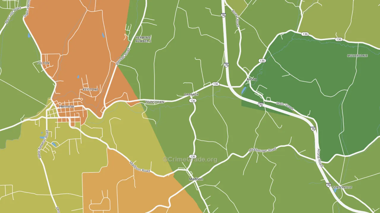 Darragh, PA Map of Burglary Rates